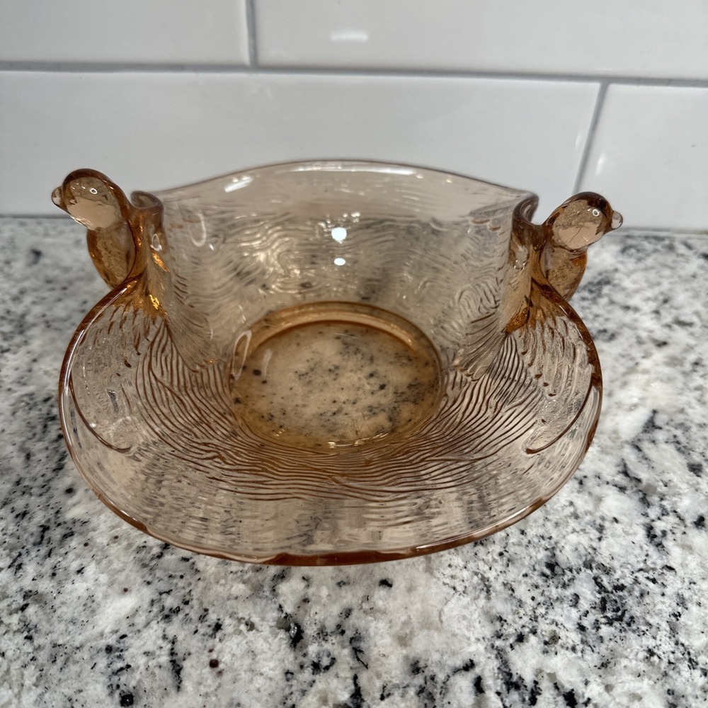 Dugan Diamond Bird Bowl‎ Dish Pink Depression Glass Seagull 1925 Vintage